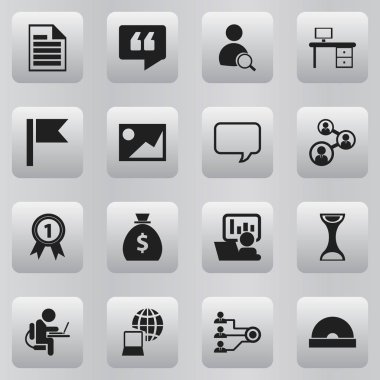 16 düzenlenebilir Office simgeler kümesi. Yorum, tanıtım, rozet ve daha fazlası gibi simgeler içerir. Web, mobil, UI ve Infographic tasarımı için kullanılabilir.