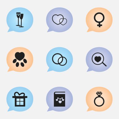 9 düzenlenebilir aşk simgeler kümesi. Simgeleri gibi saldırıyor, Büyüteç, ziynet ve daha fazlasını içerir. Web, mobil, UI ve Infographic tasarımı için kullanılabilir.