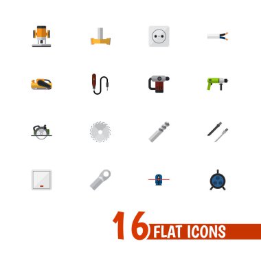 16 düzenlenebilir aletleri simgeler kümesi. Geodesist, matkap, anahtarı ve daha fazlası gibi simgeler içerir. Web, mobil, UI ve Infographic tasarımı için kullanılabilir.