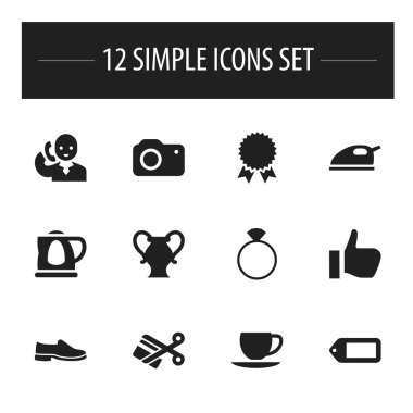 12 düzenlenebilir ticaret simgeler kümesi. Çaydanlık, konuşma, Buharlı Ütü ve daha fazlası gibi simgeler içerir. Web, mobil, UI ve Infographic tasarımı için kullanılabilir.