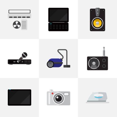 9 düzenlenebilir ev simgeler kümesi. Mikrofon, defter, cihaz ve daha fazlası gibi simgeler içerir. Web, mobil, UI ve Infographic tasarımı için kullanılabilir.