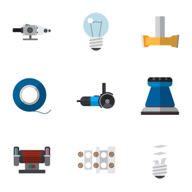 9 düzenlenebilir elektriksel simgeler kümesi. Ağız, ampul, Terminal bloğu ve daha fazlası gibi simgeler içerir. Web, mobil, UI ve Infographic tasarımı için kullanılabilir.