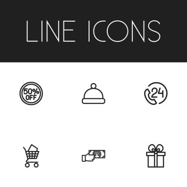 6 düzenlenebilir iş simgeler kümesi. 24 saat destek, ponpon, 50 satış ve daha fazlası gibi simgeler içerir. Web, mobil, UI ve Infographic tasarımı için kullanılabilir.