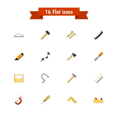 16 düzenlenebilir ekipman simgeler kümesi. Bıçak, Jointer, Bit ve daha fazlası gibi simgeler içerir. Web, mobil, UI ve Infographic tasarımı için kullanılabilir.