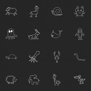 16 düzenlenebilir hayvan simgeler kümesi. Yılan, Ewe, kanser ve daha fazlası gibi simgeler içerir. Web, mobil, UI ve Infographic tasarımı için kullanılabilir.