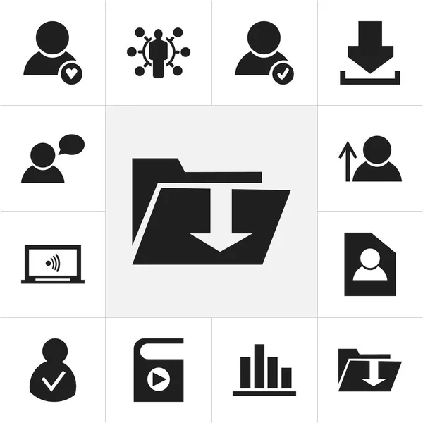 Conjunto de 12 ícones editáveis da Web. Inclui símbolos como homem pensante, Avatar, Aprovar usuário e muito mais. Pode ser usado para Web, Mobile, UI e design infográfico . — Vetor de Stock