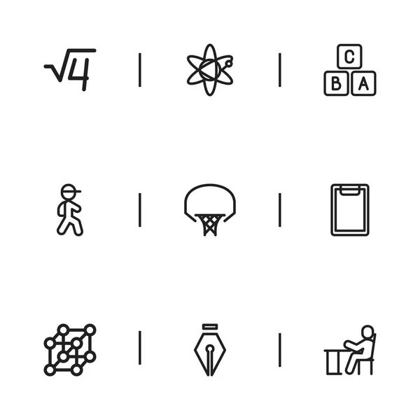 Набор из 9 редактируемых научных икон. Включает такие символы, как B C, Inkpen, баскетбол и многое другое. Can be used for Web, Mobile, UI and Infographic Design . — стоковый вектор