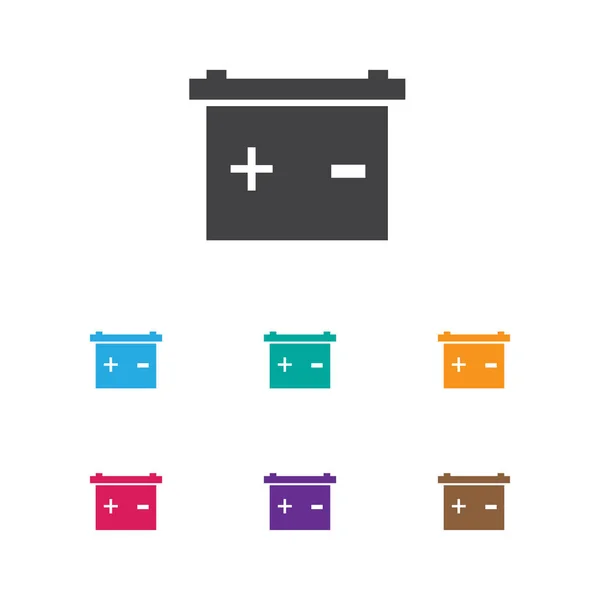 Illustrazione vettoriale del simbolo dell'automobile sull'icona della batteria. Elemento accumulatore isolato di qualità premium in stile piatto alla moda . — Vettoriale Stock
