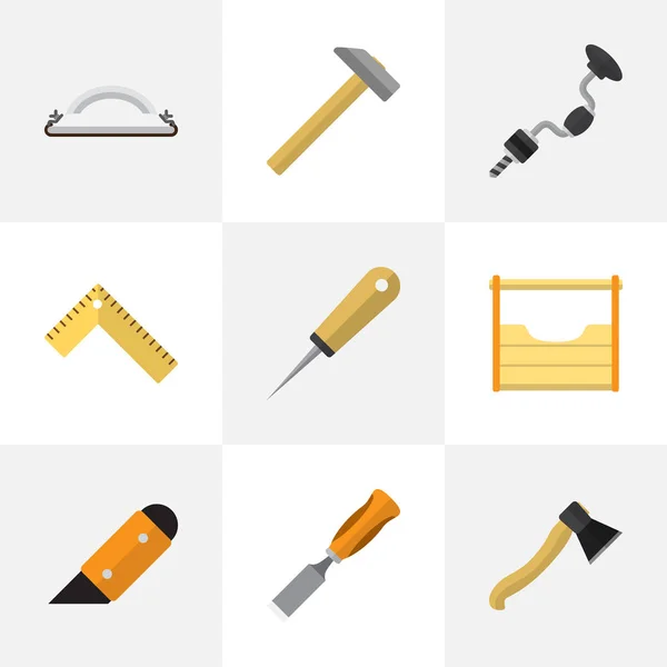 Készlet 9 szerkeszthető készülék ikonok. Magában foglalja a szimbólumok, mint például a kalapács, eszközök, csiszolópapír, és több. Lehet használni a Web, mobil, Ui és Infographic Design. — Stock Vector