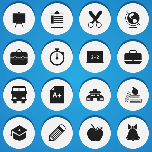 16 düzenlenebilir bilgi simgeler kümesi. Jingle, yönetim kurulu, sayfa ve daha fazla yazma gibi simgeler içerir. Web, mobil, UI ve Infographic tasarımı için kullanılabilir.