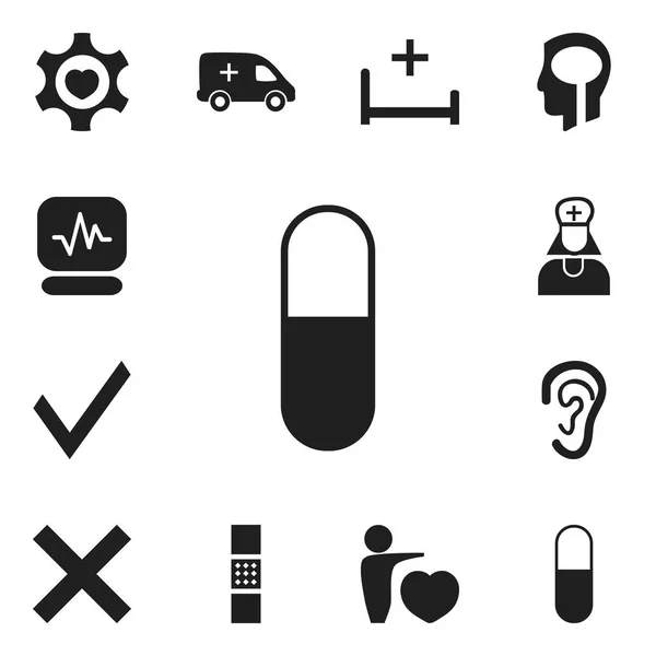 Conjunto de 12 iconos editables de la clínica. Incluye símbolos como asistente de hospital, inteligencia, amor humano y más. Puede ser utilizado para el diseño de la tela, móvil, interfaz de usuario e infografía . — Archivo Imágenes Vectoriales