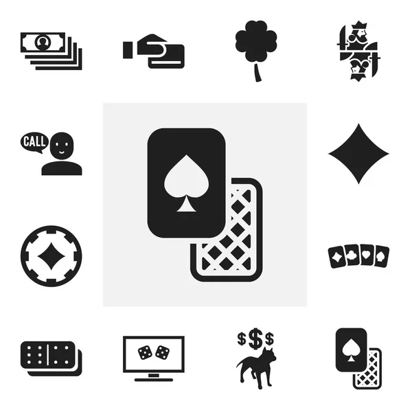 Conjunto de 12 iconos de emoción editables. Incluye símbolos como la hoja de la suerte, efectivo, rombo y más. Puede ser utilizado para el diseño de la tela, móvil, interfaz de usuario e infografía . — Archivo Imágenes Vectoriales