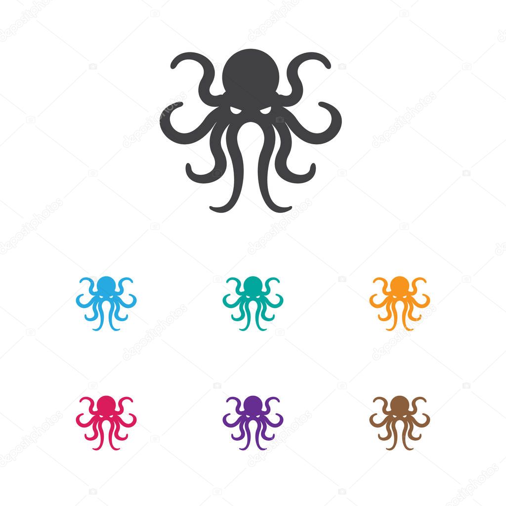 Vector Illustration Of Animal Symbol On Octopus Icon. Premium Quality Isolated Tentacle Element In Trendy Flat Style.