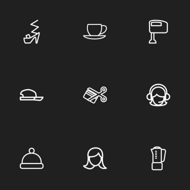 9 düzenlenebilir ticaret simgeler kümesi. Şapka, ponpon, karıştırma gibi sembolleri ve daha fazlasını içerir. Web, mobil, UI ve Infographic tasarımı için kullanılabilir.