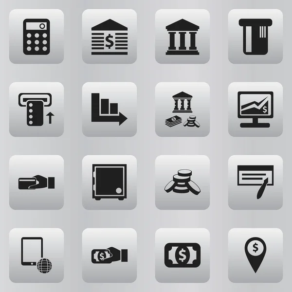 Sada 16 upravitelné investic ikon. Obsahuje symboly, například sítě, Strongbox, Unitersity a další. Lze použít pro webové, mobilní, Ui a infografika Design. — Stockový vektor