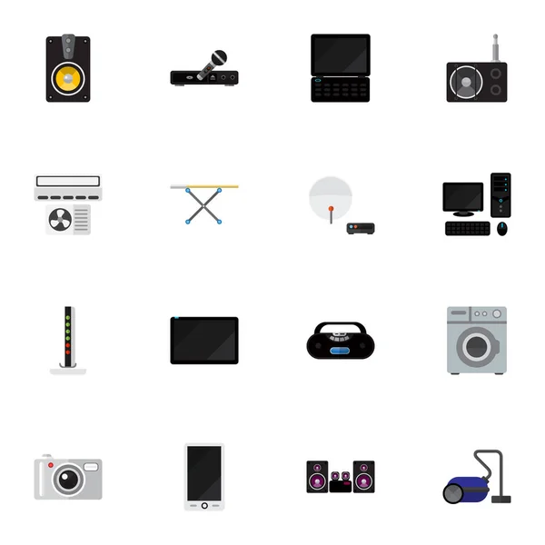 Set van 16 bewerkbare huis iconen. Bevat symbolen zoals Sweeper, ventilatie, Modem en meer. Kan worden gebruikt voor Web, Mobile, Ui en Infographic Design. — Stockvector
