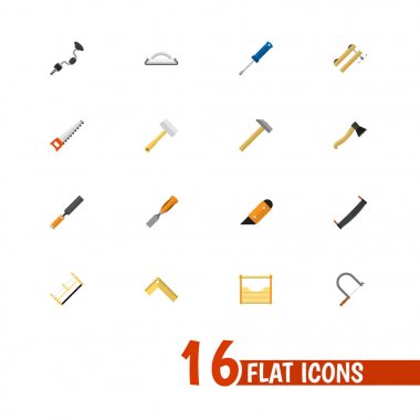 16 düzenlenebilir araçları simgeler kümesi. Hasta yaşlı at, bıçak, metre ve daha fazla gibi simgeler içerir. Web, mobil, UI ve Infographic tasarımı için kullanılabilir.