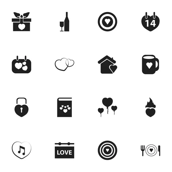 16 Editable Love Icons (engelsk). Inkluderer symboler som Cap, Dartboard, Romance and More. Kan brukes til web-, mobil-, UI- og Infografisk design . – stockvektor