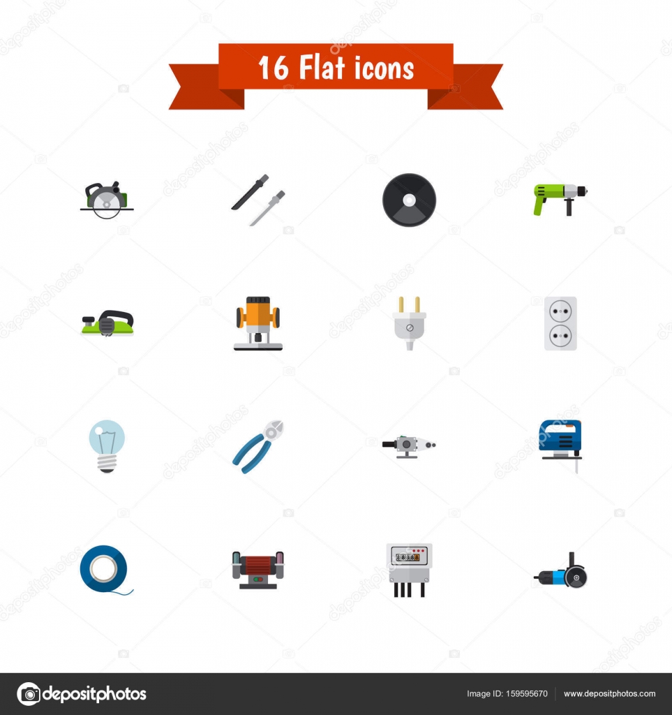Set Of 16 Editable Electrical Icons Includes Symbols Such
