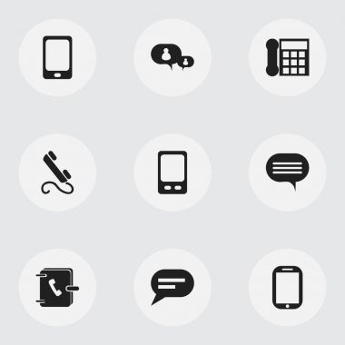 9 düzenlenebilir Gadget simgeler kümesi. Gibi cep telefonu, adresi defter, aygıt ve daha fazla arama simgeler içerir. Web, mobil, UI ve Infographic tasarımı için kullanılabilir.