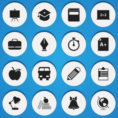 16 düzenlenebilir bilgi simgeler kümesi. Aydınlatma, Apple, ressamlar Stand gibi simgeler içerir. Web, mobil, UI ve Infographic tasarımı için kullanılabilir.