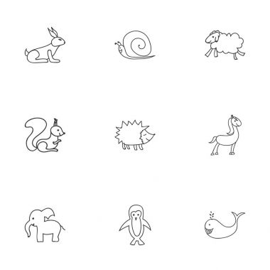 9 düzenlenebilir hayvan simgeler kümesi. Sülük, tavşan, midilli ve daha fazlası gibi simgeler içerir. Web, mobil, UI ve Infographic tasarımı için kullanılabilir.