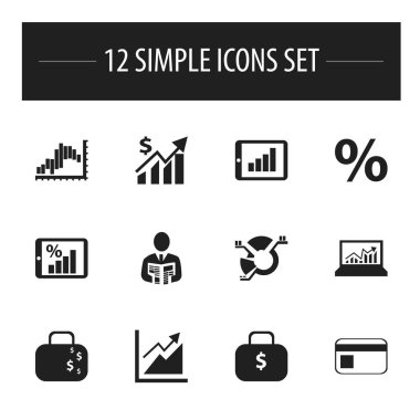 12 düzenlenebilir mantıksal simgeler kümesi. Segment, işadamı, para çanta ve daha fazlası gibi simgeler içerir. Web, mobil, UI ve Infographic tasarımı için kullanılabilir.