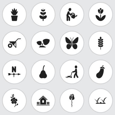 16 düzenlenebilir dikim simgeler kümesi. Çit, su çiçeği, çim ve daha fazlası ile ev gibi simgeler içerir. Web, mobil, UI ve Infographic tasarımı için kullanılabilir.