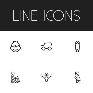 6 düzenlenebilir yakınları simgeler kümesi. Semboller gibi içerir tutturmak, gebelik, araba ve daha fazlası. Web, mobil, UI ve Infographic tasarımı için kullanılabilir.