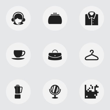 9 düzenlenebilir ticaret simgeler kümesi. Kimlik, resepsiyonist, bluz ve daha fazlası gibi simgeler içerir. Web, mobil, UI ve Infographic tasarımı için kullanılabilir.