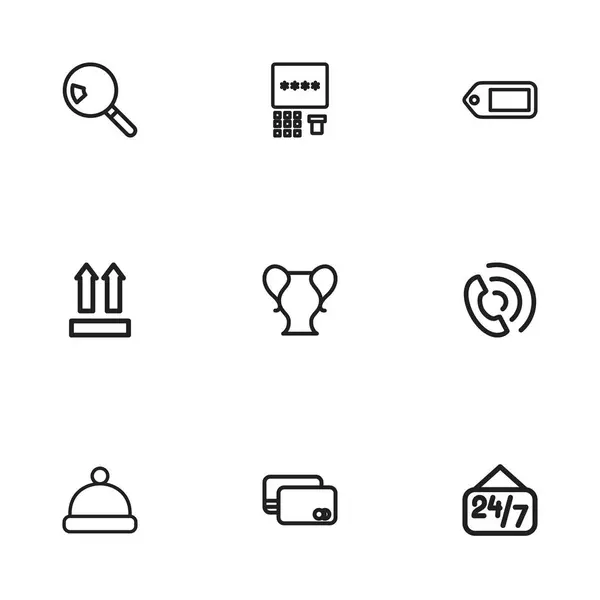 Ensemble de 9 icônes d'achats modifiables. Comprend des symboles tels que Atm, Recherche, Code Qr et plus. Peut être utilisé pour le Web, mobile, interface utilisateur et infographie . — Image vectorielle