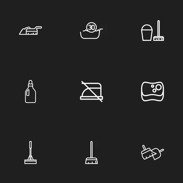 Set de 9 iconos de higiene editables. Incluye símbolos como Besom, cubo con Besom, barrido y más. Puede ser utilizado para el diseño de la tela, móvil, interfaz de usuario e infografía . — Archivo Imágenes Vectoriales