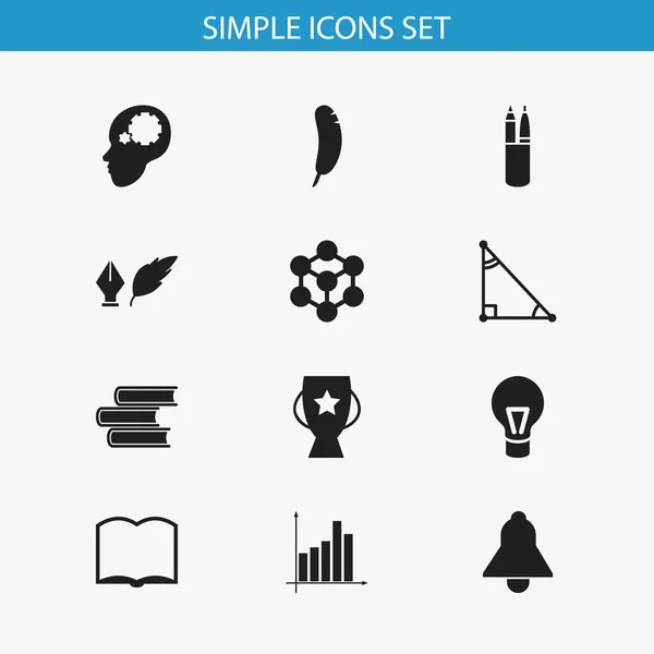 Uppsättning av 12 redigerbara vetenskap ikoner. Innehåller symboler som molekyl, penna fall, bägare och mer. Kan användas för webb-, mobil-, Ui- och Infographic Design. — Stock vektor