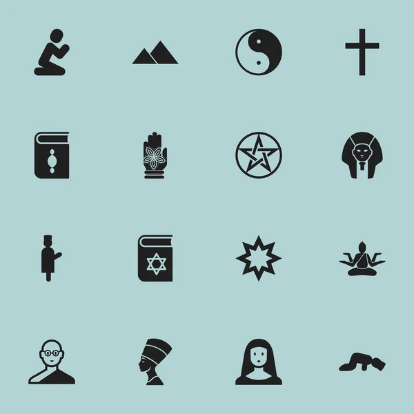 Set van 16 bewerkbare Dyne iconen. Bevat symbolen zoals Boeddha, Taoïsme, Heilige zus en meer. Kan worden gebruikt voor Web, Mobile, Ui en Infographic Design. — Stockvector