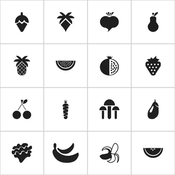 Set de 16 iconos de bayas editables. Incluye símbolos tales como fruta de la selva, lechuga, delicioso y más. Puede ser utilizado para el diseño de la tela, móvil, interfaz de usuario e infografía . — Vector de stock