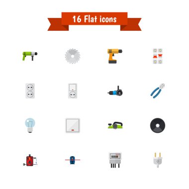 16 düzenlenebilir elektriksel simgeler kümesi. Jointer, lehimleme, ampul ve daha fazlası gibi simgeler içerir. Web, mobil, UI ve Infographic tasarımı için kullanılabilir.