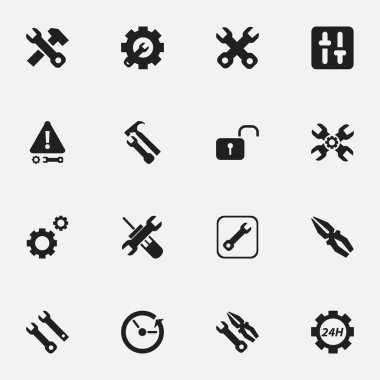 16 düzenlenebilir Toolkit simgeler kümesi. Somun anahtarı, ekolayzer, yeniden yapılanma ve daha fazla gibi simgeler içerir. Web, mobil, UI ve Infographic tasarımı için kullanılabilir.
