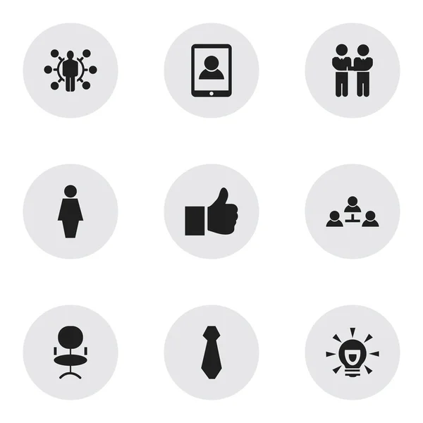 Набор из 9 редактируемых бизнес-икон. Включает в себя такие символы, как соглашение, как лампочка и многое другое. Can be used for Web, Mobile, UI and Infographic Design . — стоковый вектор