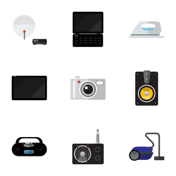 Set Of 9 Editable Technology Icons. Includes Symbols Such As Megaphone, Antenna, Palmtop And More. Can Be Used For Web, Mobile, UI And Infographic Design. — Stock Vector