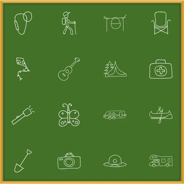 Set Of 16 Editable Camping Icons. Includes Symbols Such As Beauty Insect, Medical Kit, Camp House And More. Can Be Used For Web, Mobile, UI And Infographic Design. — Stock Vector