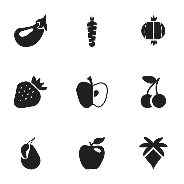Uppsättning av 9 redigerbara Berry ikoner. Innehåller symboler som Aubergine, Palm, lampa och mer. Kan användas för webb-, mobil-, Ui- och Infographic Design. — Stock vektor