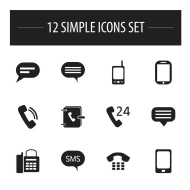 12 düzenlenebilir Gadget simgeler kümesi. İleti, adres defteri, radyo Talkie ve daha fazlası gibi simgeler içerir. Web, mobil, UI ve Infographic tasarımı için kullanılabilir.