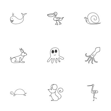 9 düzenlenebilir zooloji simgeler kümesi. Pelikan, Shadoof, fare ve daha fazlası gibi simgeler içerir. Web, mobil, UI ve Infographic tasarımı için kullanılabilir.