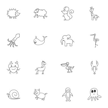 16 düzenlenebilir hayvan simgeler kümesi. Rat, uzun boylu hayvan, domuz ve daha fazlası gibi simgeler içerir. Web, mobil, UI ve Infographic tasarımı için kullanılabilir.