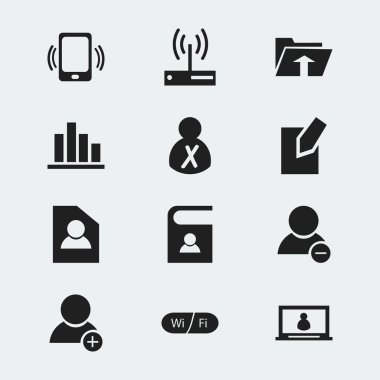 12 düzenlenebilir Internet simge kümesi. Sembolleri hesabı gibi engellenen kişi, akıllı telefon ve daha fazlasını içerir. Web, mobil, UI ve Infographic tasarımı için kullanılabilir.