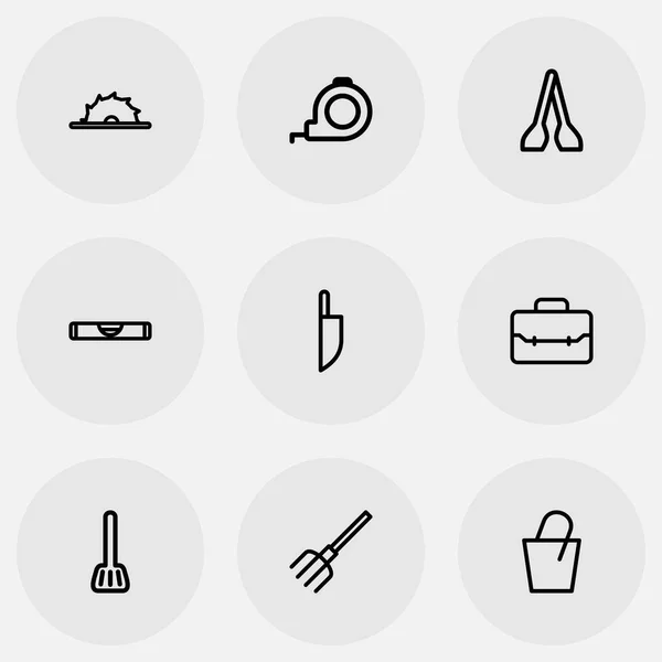 Set de 9 iconos de aparatos editables. Incluye símbolos como utensilios de cocina, portafolio, cuchilla de círculo y más. Puede ser utilizado para el diseño de la tela, móvil, interfaz de usuario e infografía . — Archivo Imágenes Vectoriales