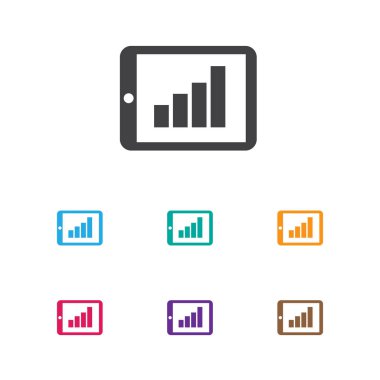 Vektör çizim Tablet analiz simgesi mantıksal sembolü. Premium Kalite izole çubuk grafik öğe Trendy düz stil.