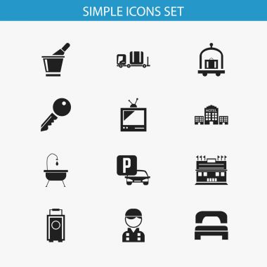 12 düzenlenebilir seyahat simgeler kümesi. Arabası, duş, Bagaj ve daha fazlası gibi simgeler içerir. Web, mobil, UI ve Infographic tasarımı için kullanılabilir.