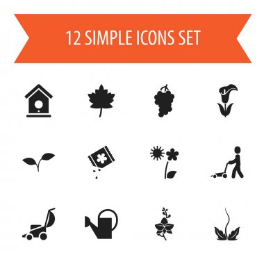12 düzenlenebilir dikim simgeler kümesi. Elektrikli süpürge, arpa, küme ve daha fazlası gibi simgeler içerir. Web, mobil, UI ve Infographic tasarımı için kullanılabilir.