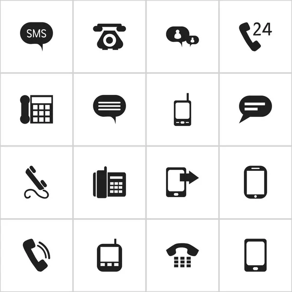 Set di 16 icone del telefono modificabili. Include simboli come Retro Telecomunicazione, Ricetrasmettitore, 24 ore di servizio e altro ancora. Può essere utilizzato per la progettazione web, mobile, UI e infografica . — Vettoriale Stock